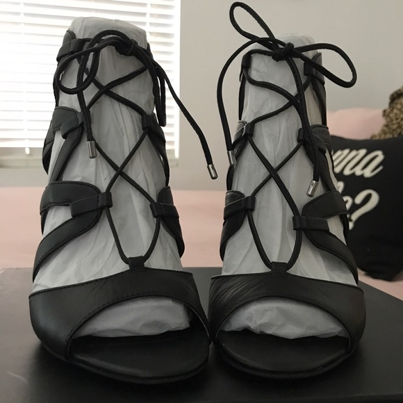 BCBG Black Stiletto lace-up Heels - Picture 5 of 6